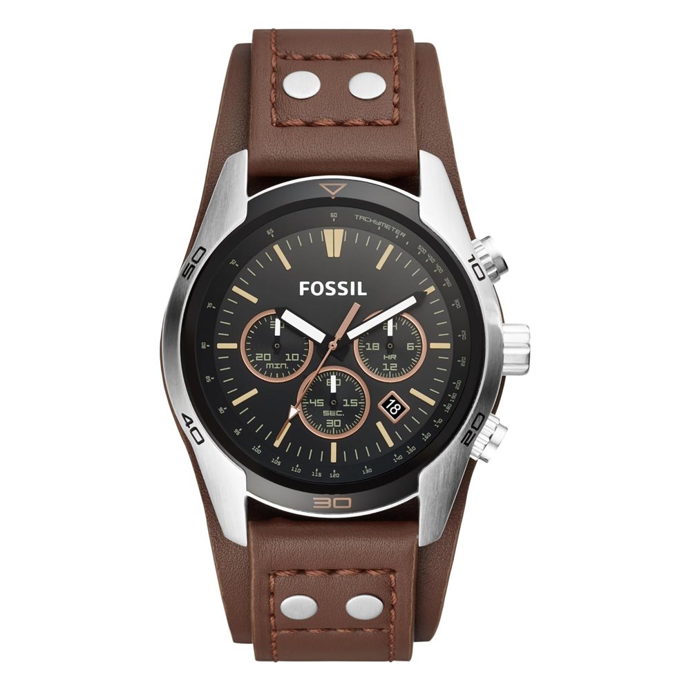 Fossil Coachman cronógrafo, correa de cuero café (CH2891), foto del producto