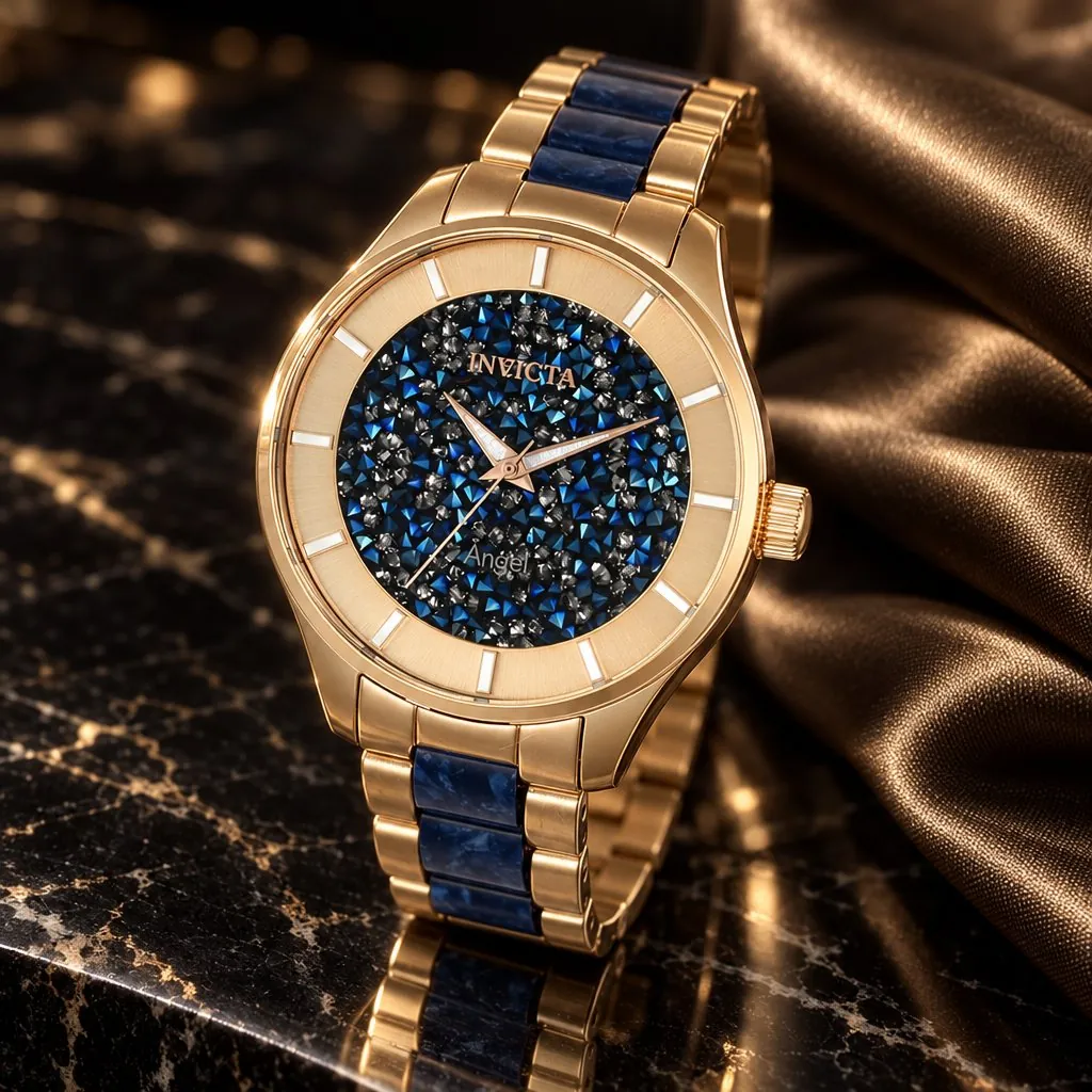 Invicta Angel para mujer, dos tonos con esfera azul (24662)