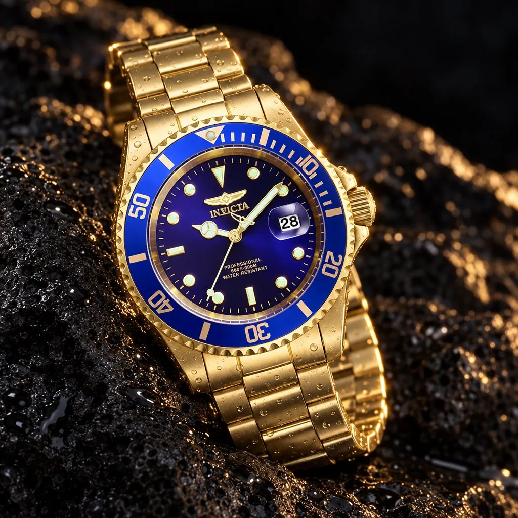 Invicta Pro Diver de cuarzo, oro y azul (26974)