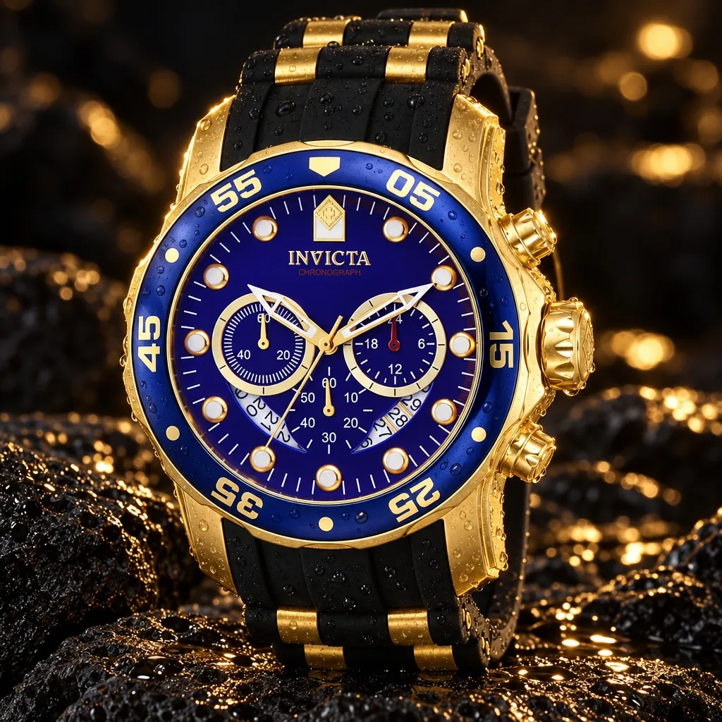 Invicta Pro Diver cronógrafo, azul y oro con correa (6983)