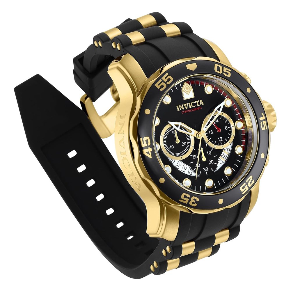 Invicta Pro Diver cronógrafo, negro y oro con correa (6981), foto del producto