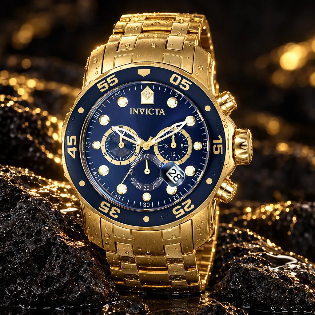 Invicta Pro Diver cronógrafo, oro con esfera azul (0073)