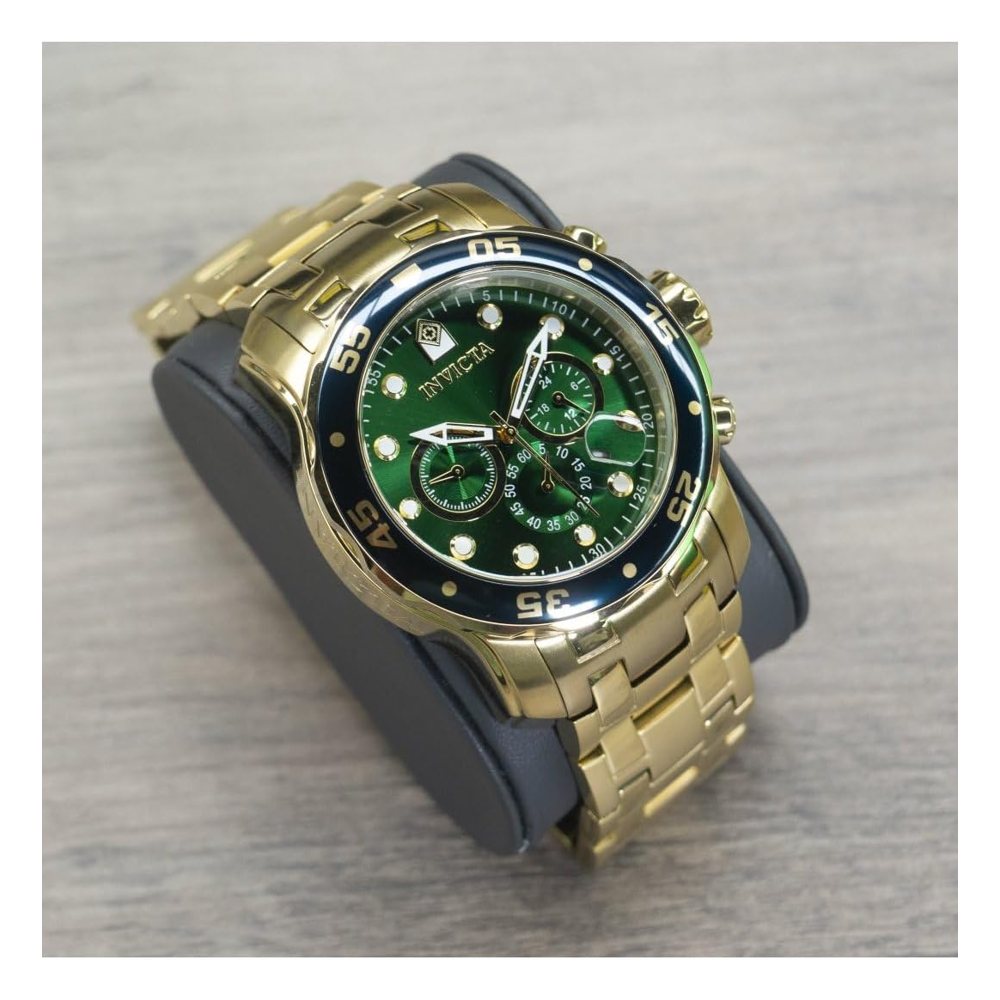 Invicta Pro Diver cronógrafo, oro con esfera verde (0075), foto del producto