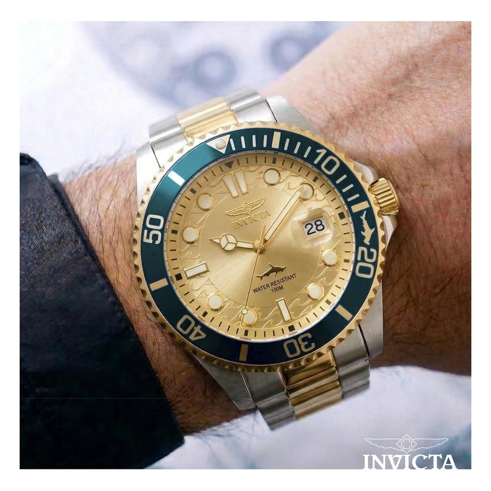 Invicta Pro Diver de cuarzo, dos tonos con esfera dorada (30022), foto del producto